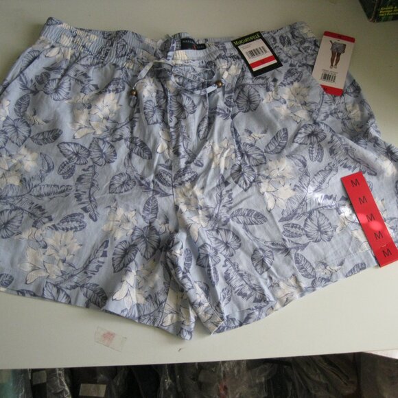 Margaritaville Island Reserve Women Linen Blend Shorts blue tropical floral M - Picture 3 of 14